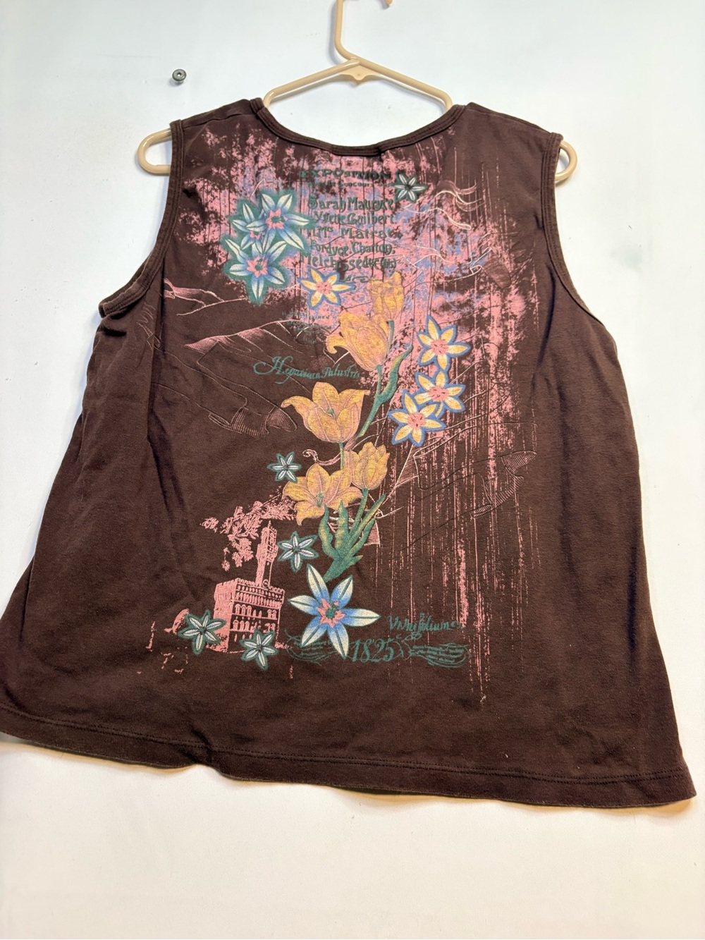 Dressbarn Brown Floral Graphic Sleeveless Tank - Picture 4 of 5